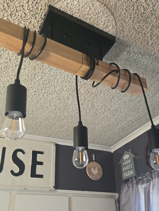 Other - Modern Industrial 3-Light Wood & Black Pendant Fixture